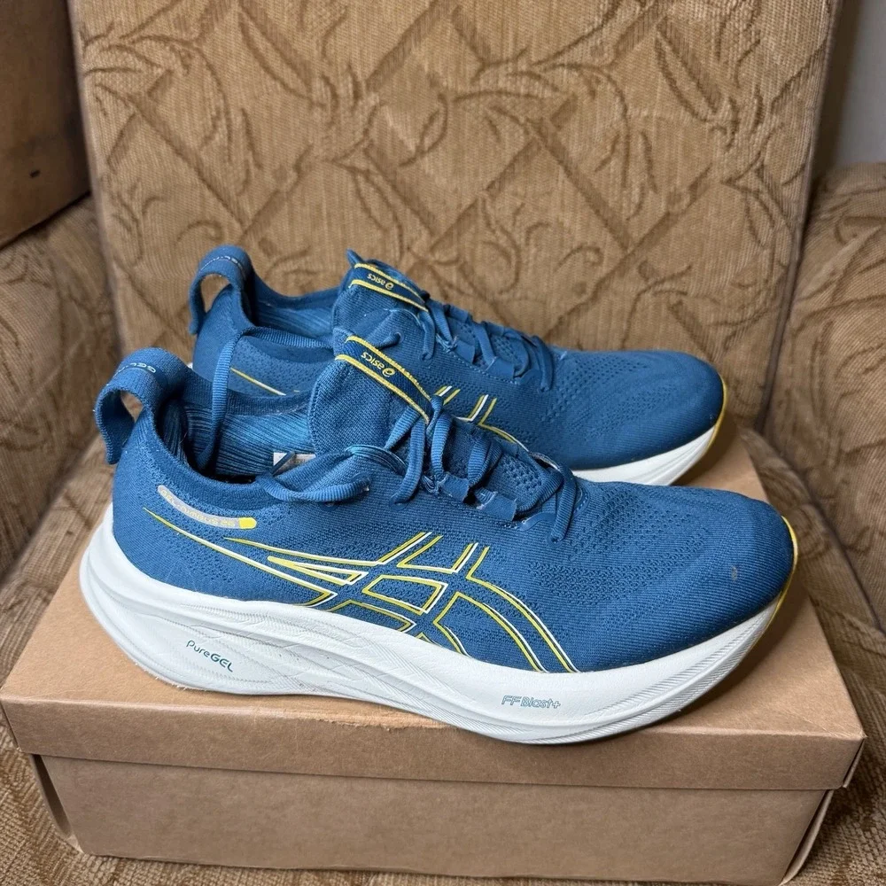 Asics Gel-Nimbus 26 Evening Teal Light Mustard 1011B794-402 Men's Size 9.5 Shoes